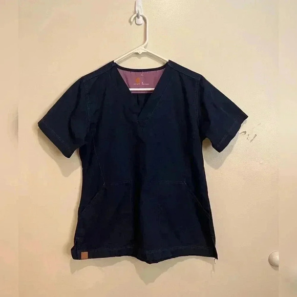 Carhartt Navy Blue Medical Scrub With Leather Tab - Picture 1 of 4